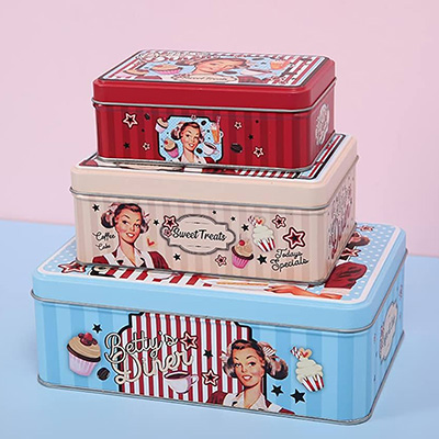 Rectangular cookie tin box