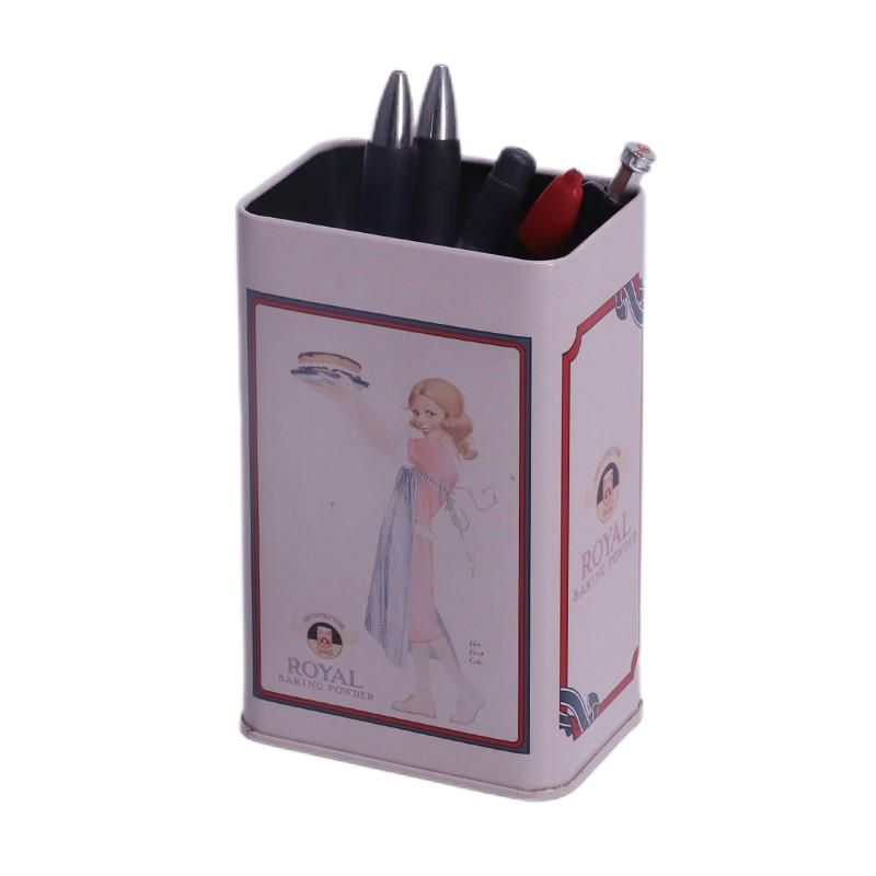 rectangular tin pencil holder